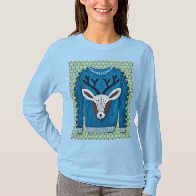 Arte de suéter feo de reno en camiseta (Anverso)