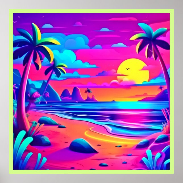 Arte de Sunset en la playa de Neon Tropical (Frente)