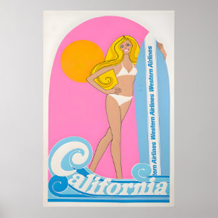 Arte de surf de California Impresión de surfista A