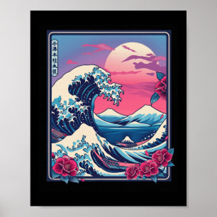 Arte de surf de ola japonesa amante de la naturale