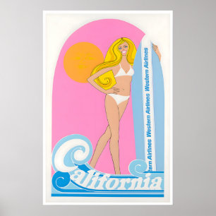 Arte de surf de póster de viaje de California Occi