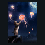 Arte de Surrealismo de Gato de novedad y Mariscos<br><div class="desc">Novedad de manipulación de Photoshop Arte surrealismo de gatos y medusas voladoras para los amantes de los gatos!</div>