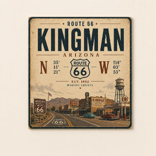 Arte de tarjeta postal antigua de Kingman Ruta 66