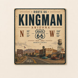 Arte de tarjeta postal antigua de Kingman Ruta 66