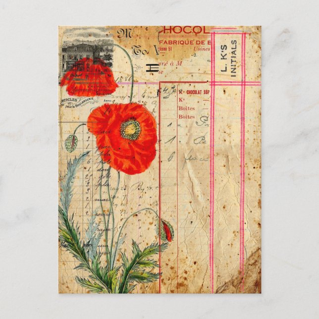 Arte de tarjeta postal de collage de flores de ama (Anverso)