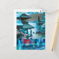 Arte de tarjeta postal de viaje a Bali, horizonte