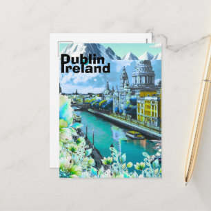 Arte de tarjeta postal de viaje a Dublín Irlanda,