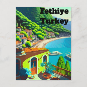 Arte de tarjeta postal de viaje a Fethiye Turquía,