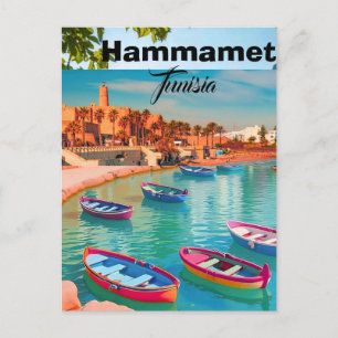 Arte de tarjeta postal de viaje a Hammamet Túnez,