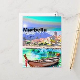 Arte de tarjeta postal de viaje a Marbella España,