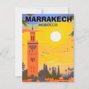 Arte de tarjeta postal de viaje a Marrakech, posta