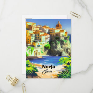 Arte de tarjeta postal de viaje a Nerja España, po
