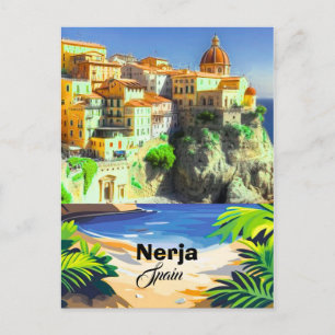 Arte de tarjeta postal de viaje a Nerja España, po