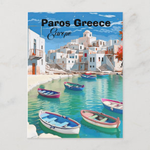 Arte de tarjeta postal de viaje a Paros Grecia, Ta