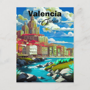 Arte de tarjeta postal de viaje a Valencia España,