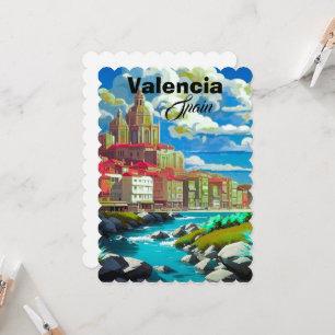 Arte de tarjeta postal de viaje a Valencia España,