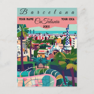 Arte de tarjeta postal de viaje Barceloma, arte de