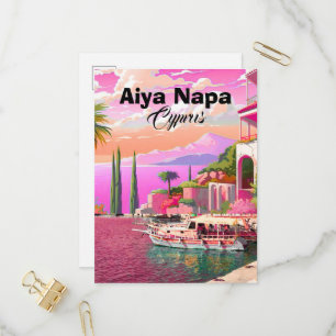 Arte de tarjeta postal de viaje de Aiya Napa, Arte