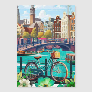 Arte de tarjeta postal de viaje de Ámsterdam, arte