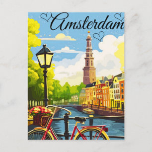 Arte de tarjeta postal de viaje de Ámsterdam, post