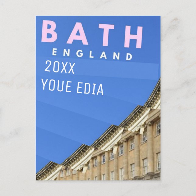 Arte de tarjeta postal de viaje de Bath Inglaterra (Anverso)