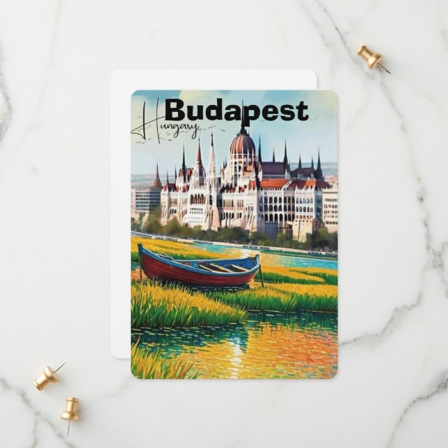 Arte de tarjeta postal de viaje de Budapest, tarje (Anverso/Reverso In Situ)