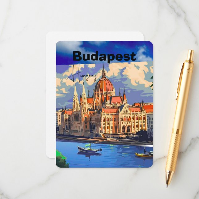Arte de tarjeta postal de viaje de Budapest, tarje (Anverso/Reverso In Situ)