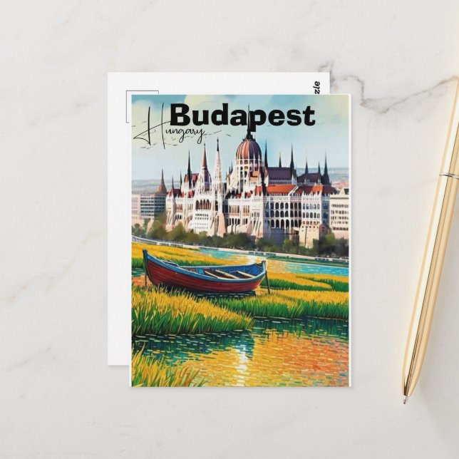 Arte de tarjeta postal de viaje de Budapest, tarje (Anverso/Reverso In Situ)
