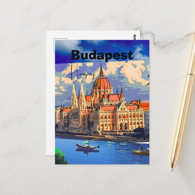 Arte de tarjeta postal de viaje de Budapest, tarje (Anverso/Reverso In Situ)