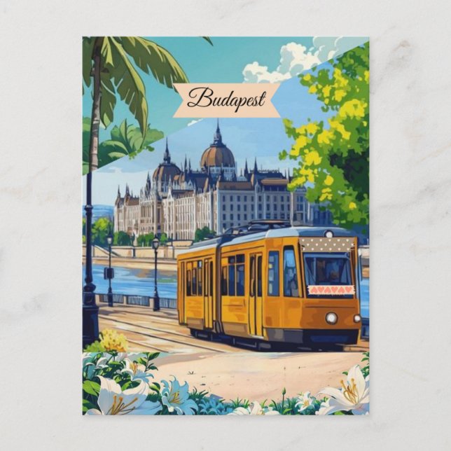 Arte de tarjeta postal de viaje de Budapest, tarje (Anverso)