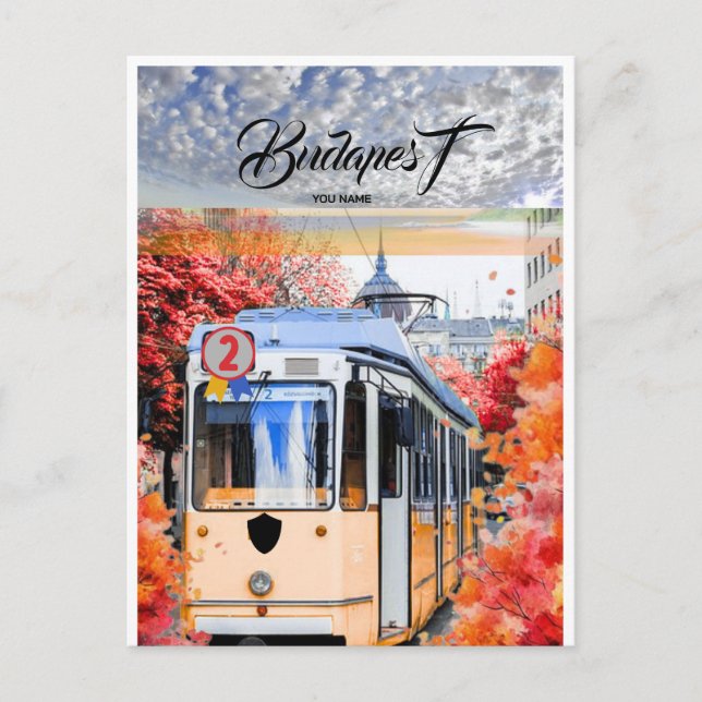 Arte de tarjeta postal de viaje de Budapest, tarje (Anverso)