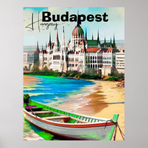 Arte de tarjeta postal de viaje de Budapest, tarje