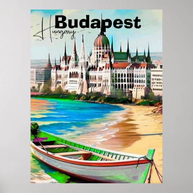 Arte de tarjeta postal de viaje de Budapest, tarje (Frente)