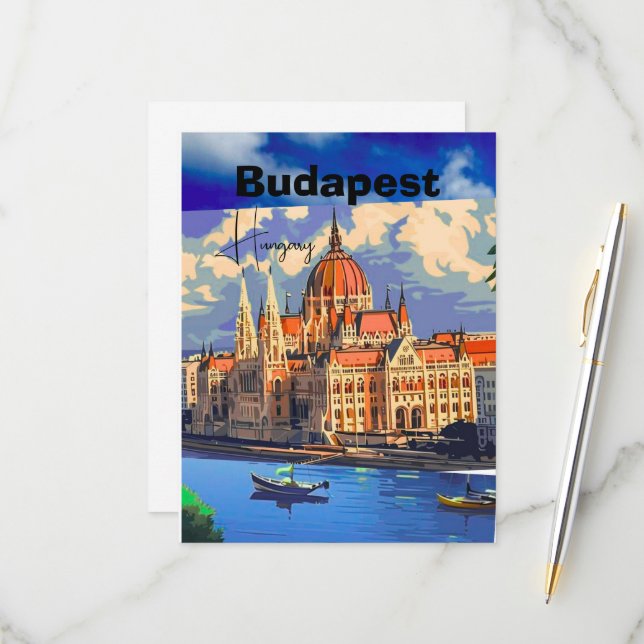 Arte de tarjeta postal de viaje de Budapest, tarje (Anverso/Reverso In Situ)