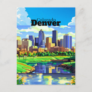 Arte de tarjeta postal de viaje de Denver Colorado