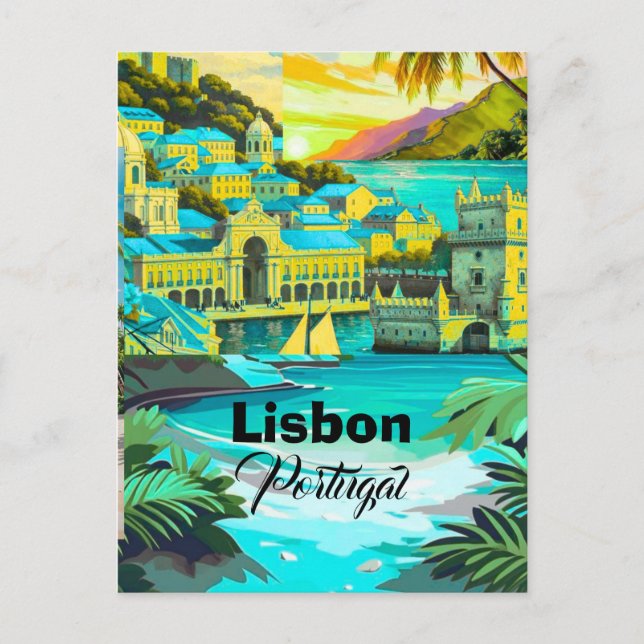 Arte de tarjeta postal de viaje de Lisboa, Arte de (Anverso)