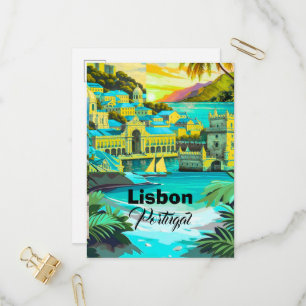 Arte de tarjeta postal de viaje de Lisboa, arte de