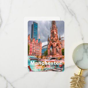Arte de tarjeta postal de viaje de Mánchester, Via