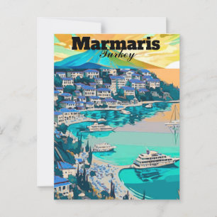 Arte de tarjeta postal de viaje de Marmaris, Marma