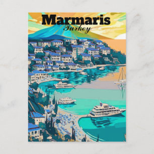 Arte de tarjeta postal de viaje de Marmaris, Marma