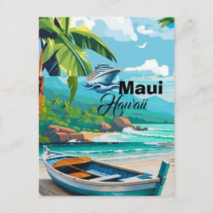 Arte de tarjeta postal de viaje de Maui, Maui Hawa