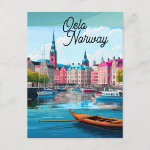 Arte de tarjeta postal de viaje de Oslo Noruega, T