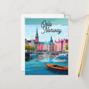 Arte de tarjeta postal de viaje de Oslo Noruega, T