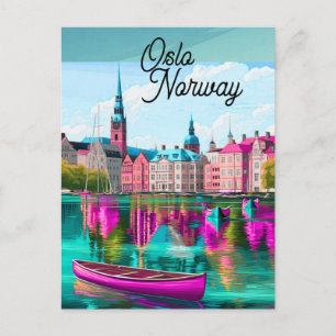 Arte de tarjeta postal de viaje de Oslo Noruega, T