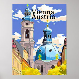 Arte de tarjeta postal de viaje de Viena, arte de 