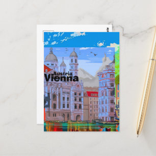 Arte de tarjeta postal de viaje de Viena, arte de