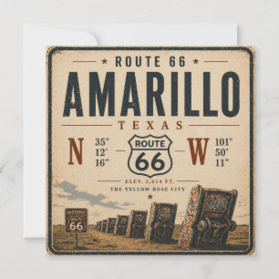 Arte de Tarjeta Postal Ruta 66 Retro Amarillo