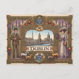 Arte de tarjeta postal vintage de Dublín Irlanda |