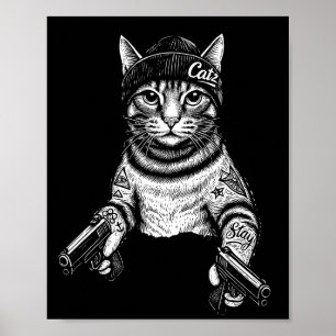 Arte de tatuaje de gato gánster Kitty de moda ca