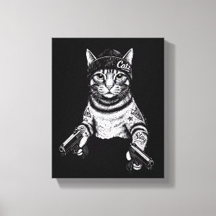 Arte de tatuaje de gato gánster Kitty de moda ca